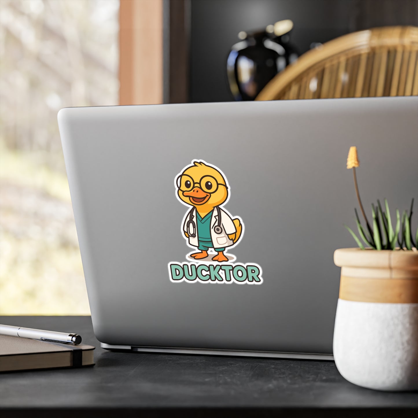 Duck Sticker – Funny Ducktor Cartoon Doctor with Stethoscope Decals, Waterproof Vinyl for Laptop, Water Bottle
