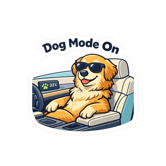 Electric Car Sticker Dog Mode On – Funny Waterproof Vinyl Decals for Electric Vehicle, Rechargeable Battery Laptop, Water Bottle