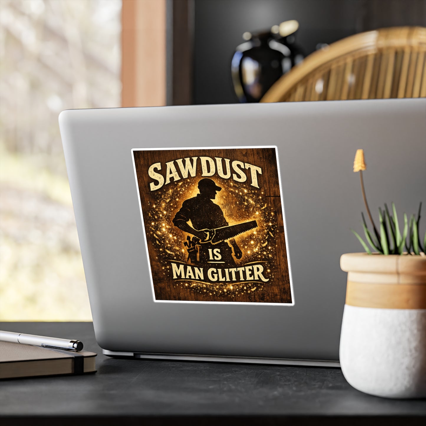 Carpenter Sticker Sawdust is Man Glitter Funny Woodworker Woodworking Vinyl Waterproof Decals for Laptop Water Bottle
