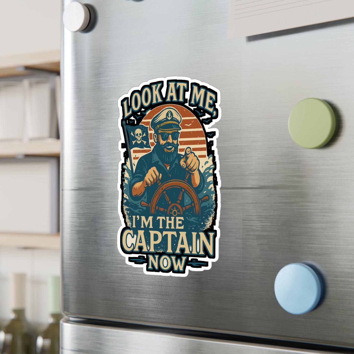 Look At Me I'm The Captain Now - Boating Sticker for Laptop, Water Bottle, Gift for Boat Lovers, Nautical Enthusiasts