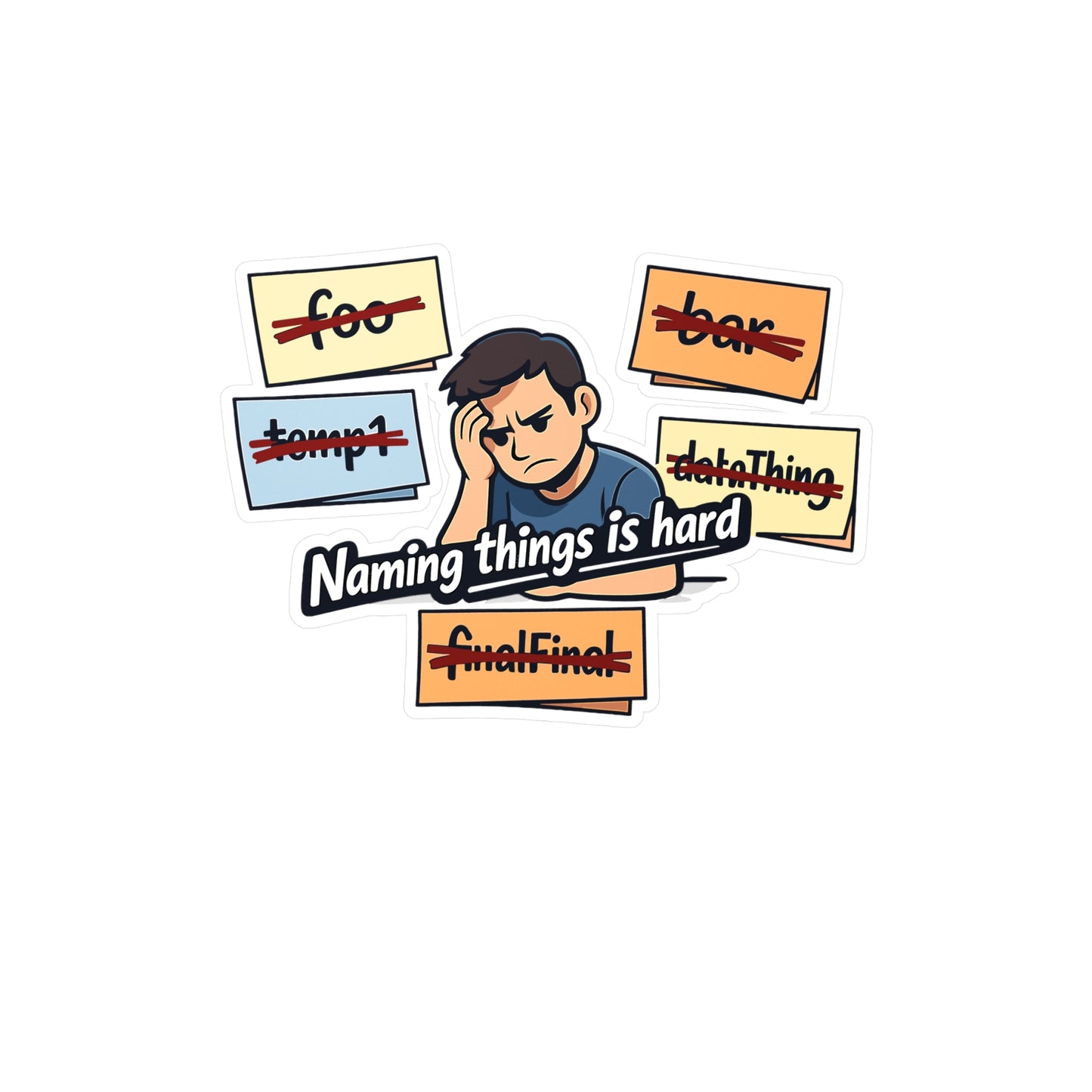 Coding Sticker Naming Things Is Hard Funny Programmer Decals, Waterproof Vinyl for Laptop, Water Bottle, Source Code Semicolon Humor