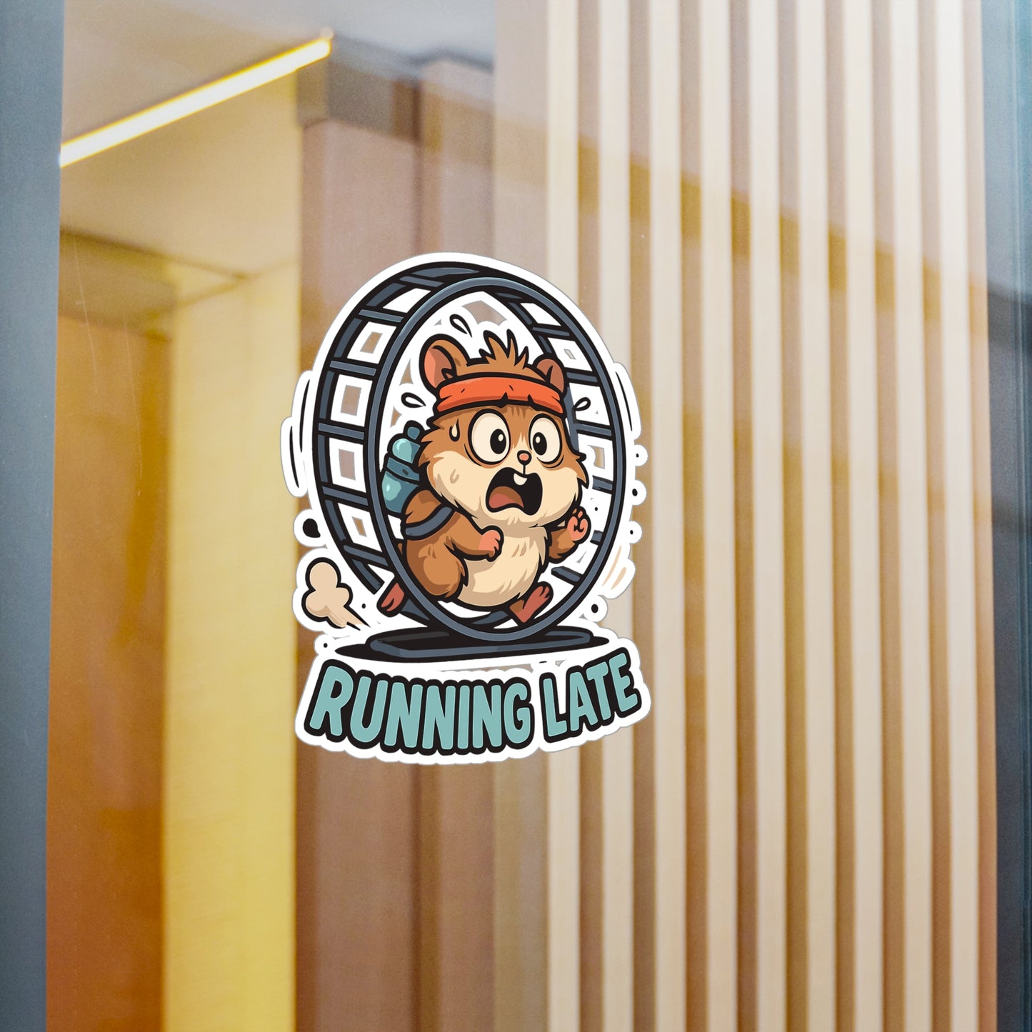 Hamster Sticker – Funny "Running Late" Vinyl Decals for Laptop, Water Bottle, Procrastination & Urgency Stress Gift, Waterproof