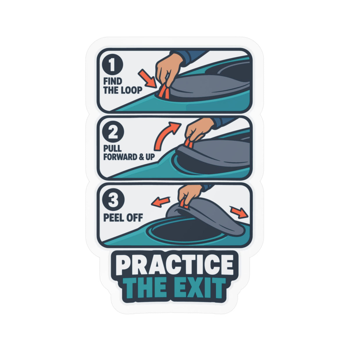 Kayak Sticker - Practice the Exit, Kayaking and Rowing Decals for a Kayaker's Laptop or Water Bottle