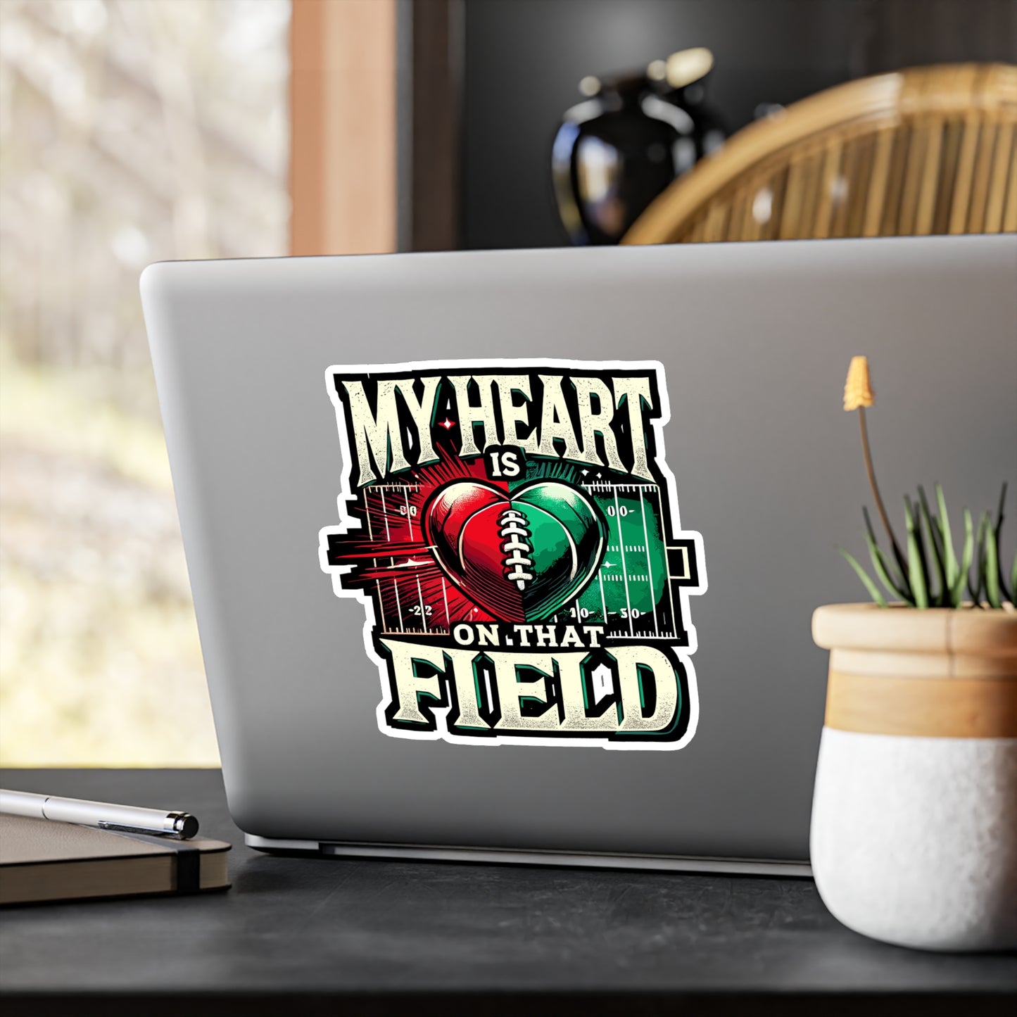 My Heart Is On That Field - Football Sticker for Laptop Sticker. Water Bottle Sticker, Vinyl Sports fan Decal - Football Gift