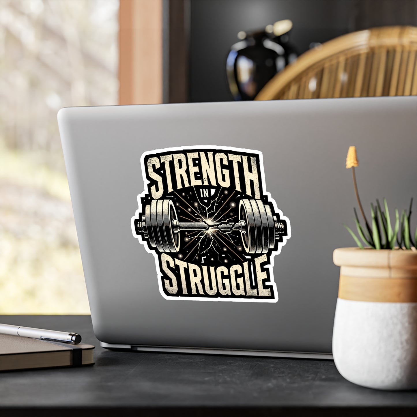 Strength in Struggle - Fitness Sticker for Laptop Sticker. Water Bottle Sticker, Vinyl Weightlifting Decal - Fitness Gift