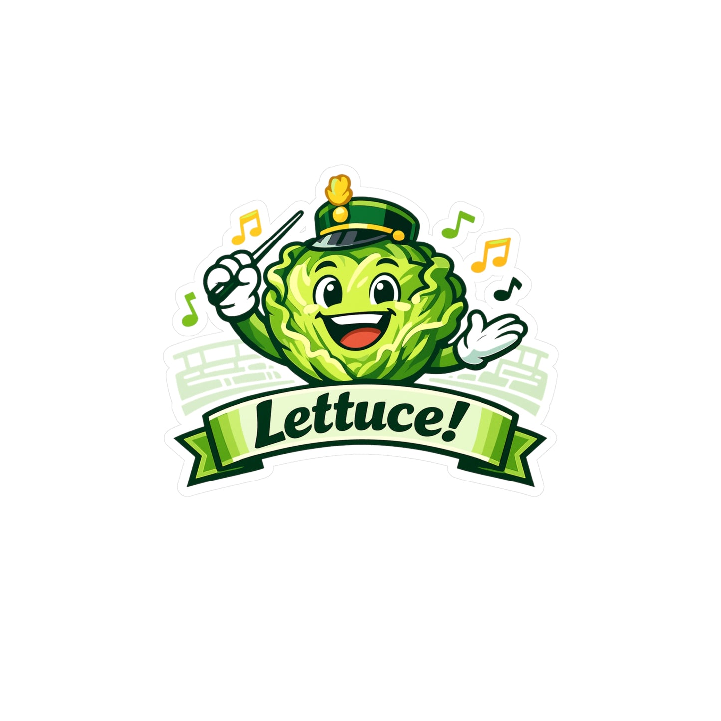 Marching Band Sticker Lettuce! Funny Drummer Band Director Mellophone Vinyl Waterproof Decals for Laptop Water Bottle