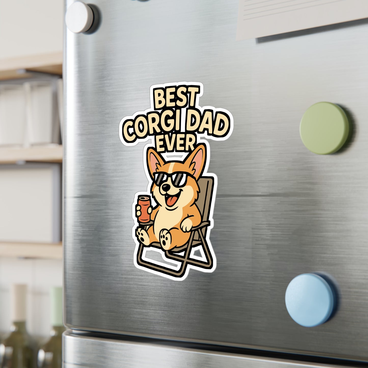 Corgi Sticker - Best Corgi Dad Ever Unicorn Welsh Pembroke Decals, Cute Vinyl Waterproof for Laptop, Water Bottle