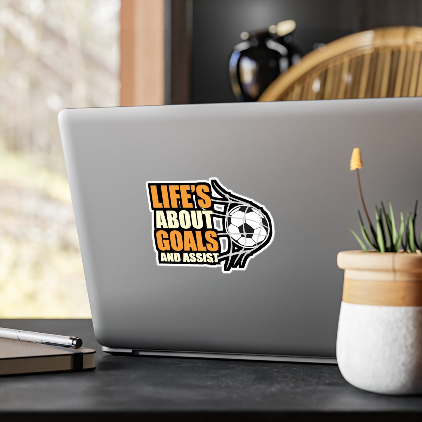Lifes about goals and assist - Football Sticker for Car Window Laptop Sticker. Water Bottle Sticker, Vinyl  Decal,  Sticker - Football Gift