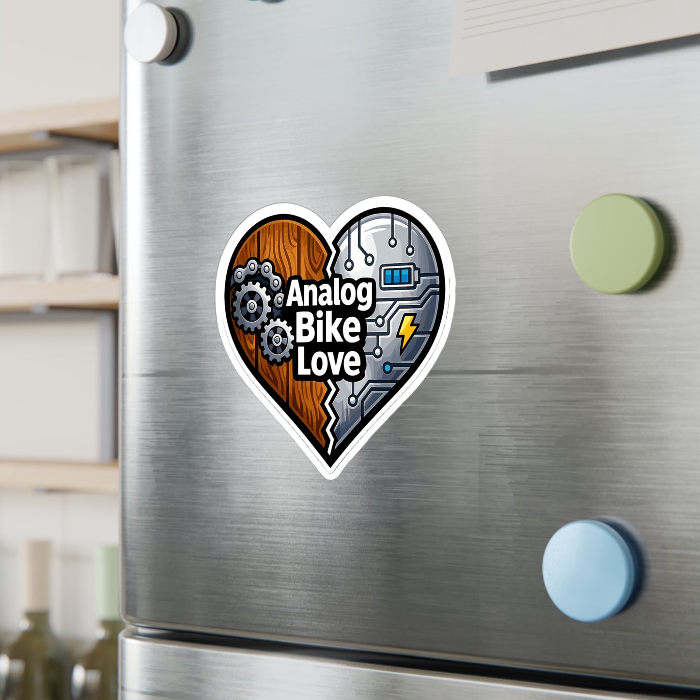 E-Bike Sticker Analog Bike Love – Waterproof Vinyl Decals for Laptop, Water Bottle, Gifts for Ecycling Enthusiasts, E Cyclist