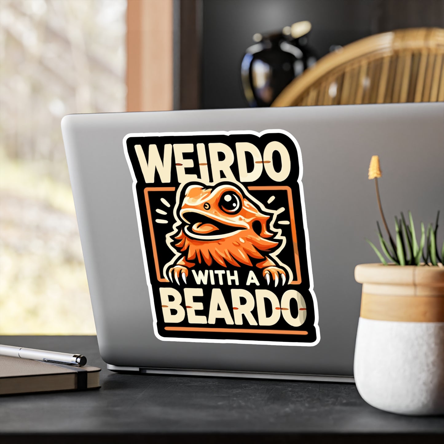 Weirdo With A Beardo - Lizards Sticker for Laptop Sticker. Water Bottle Sticker, Vinyl Beardies Decal - Lizards Gift