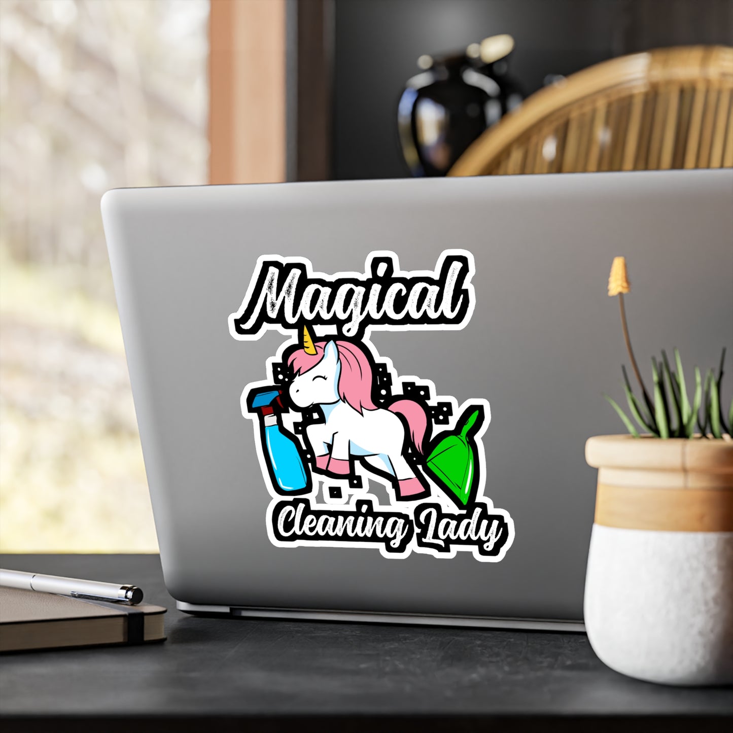 Unicorn cleaning lady - Housekeeping Sticker for Laptop Sticker. Water Bottle Sticker, Vinyl Housekeeper Decal - Housekeeping Gift