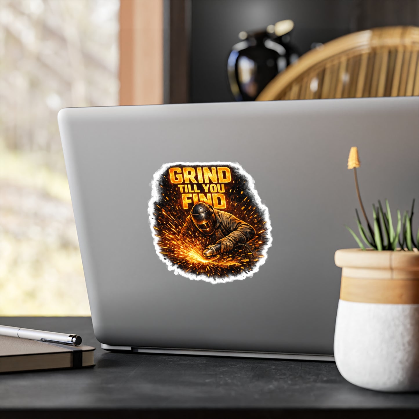 Welder Sticker Grind till you find Welding Fabricator Vinyl Waterproof Sticker Decals for Laptop Water Bottle Arch Design