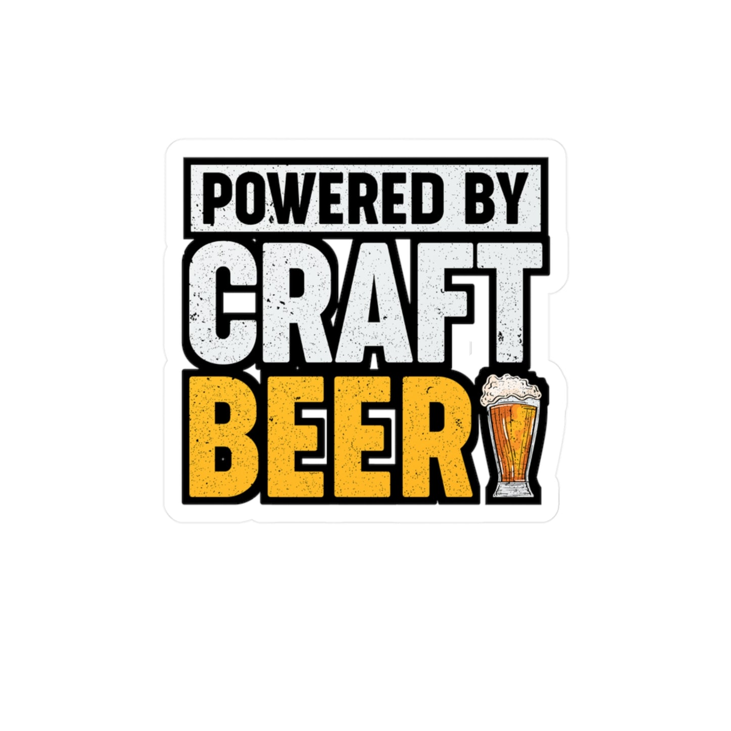 Powered by Craft Beer - Beer Sticker for Car Window Laptop Sticker. Water Bottle Sticker, Vinyl Alcohol Decal, Drinking Sticker - Beer Gift