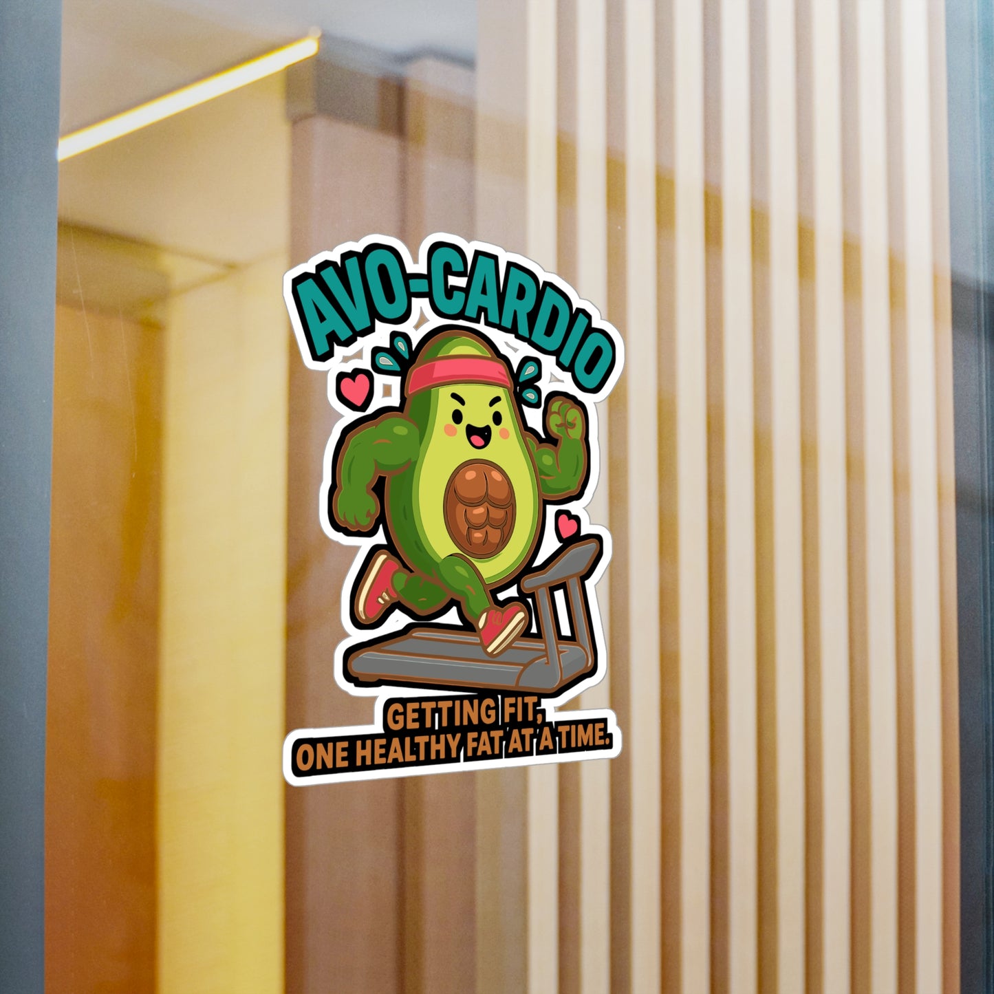 Avo-Cardio - gym avocado Sticker for Water Bottle, Laptop - Funny Fitness Gift for Workout Lovers, Gym Enthusiasts