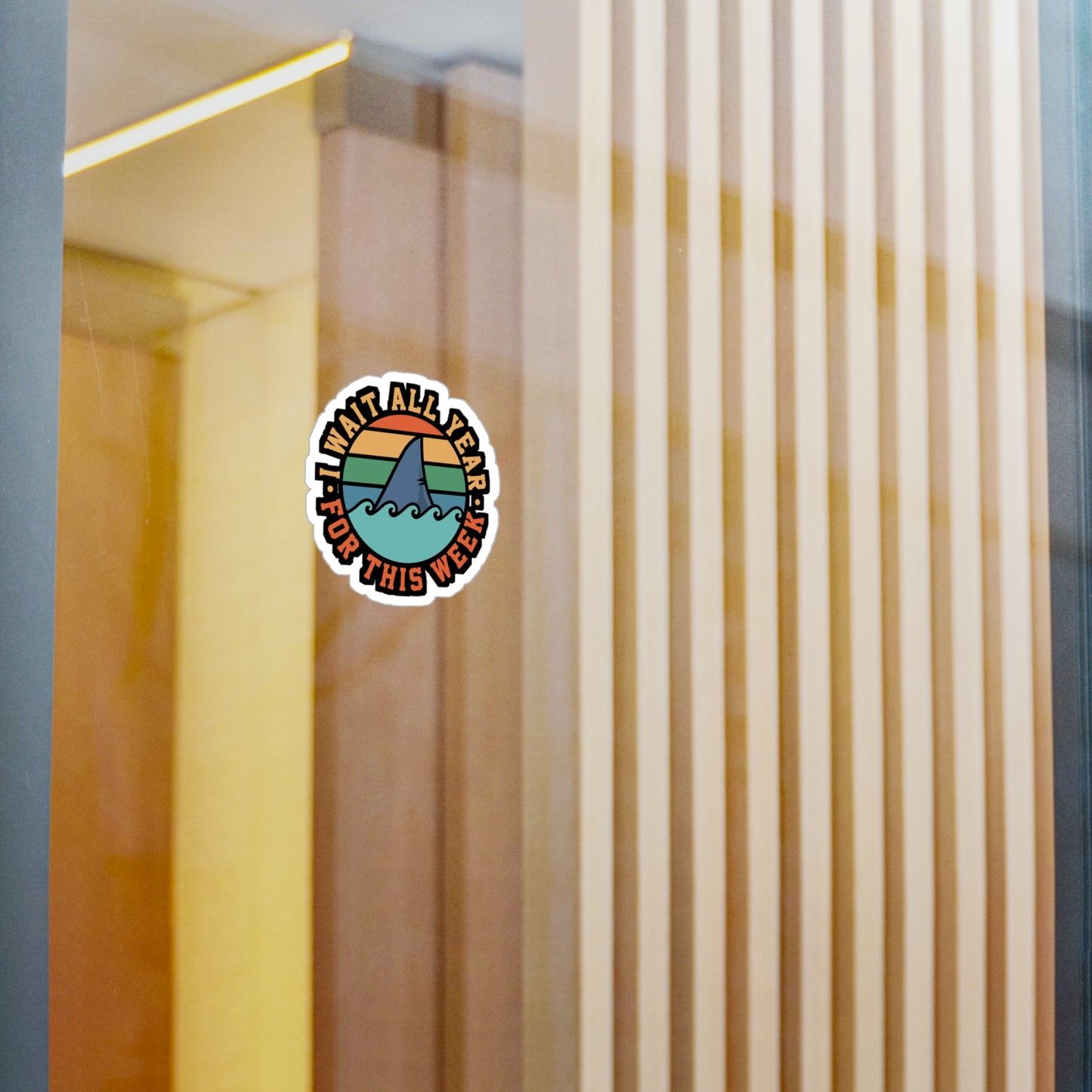 I Wait All Year For This Week - Sharks Sticker for Laptop Sticker. Water Bottle Sticker, Vinyl Sea Decal - Sharks Gift