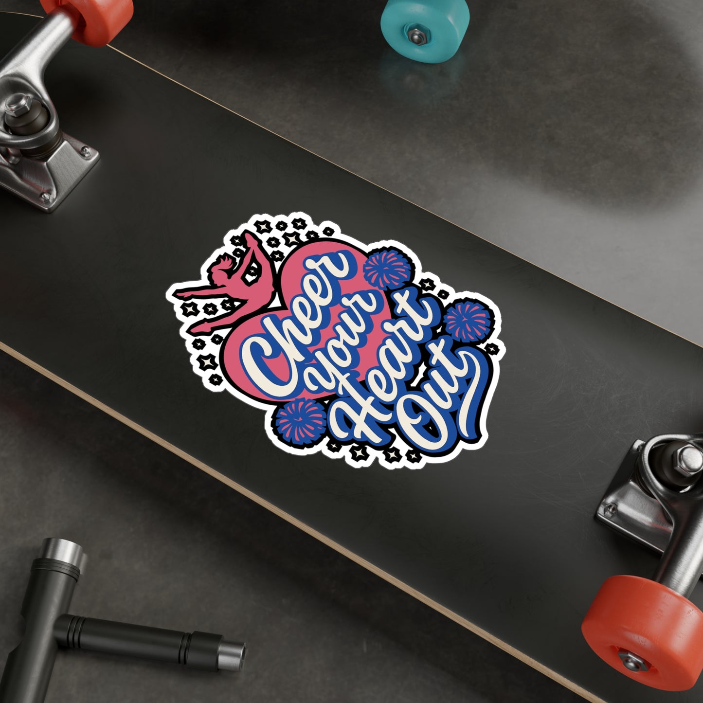 Cheer Your Heart Out – Cheerleader Sticker for Laptop, Water Bottle & Spirit Squad Gifts