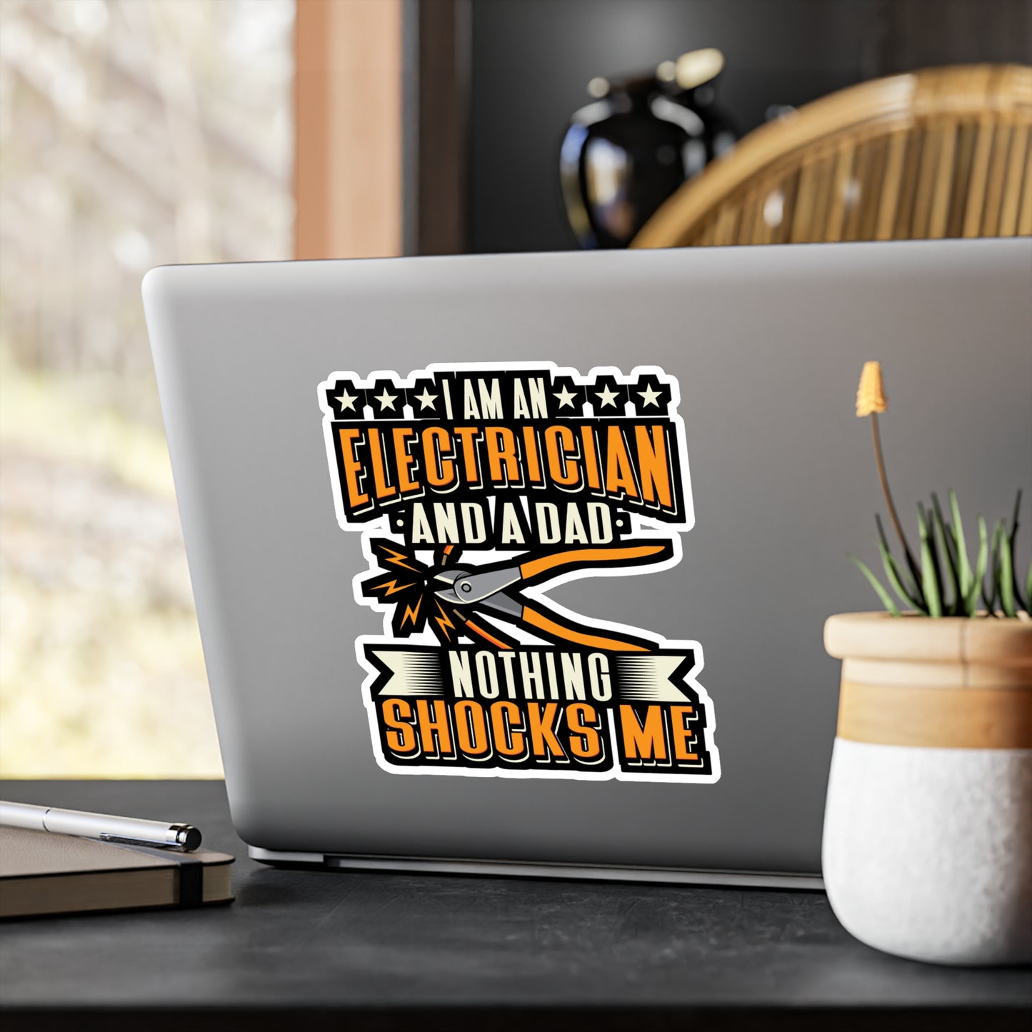 Electrician And A Dad Nothing Shocks Me - Electrician Sticker for Laptop Sticker. Water Bottle Sticker, Vinyl Stripper Decal - Electrician Gift