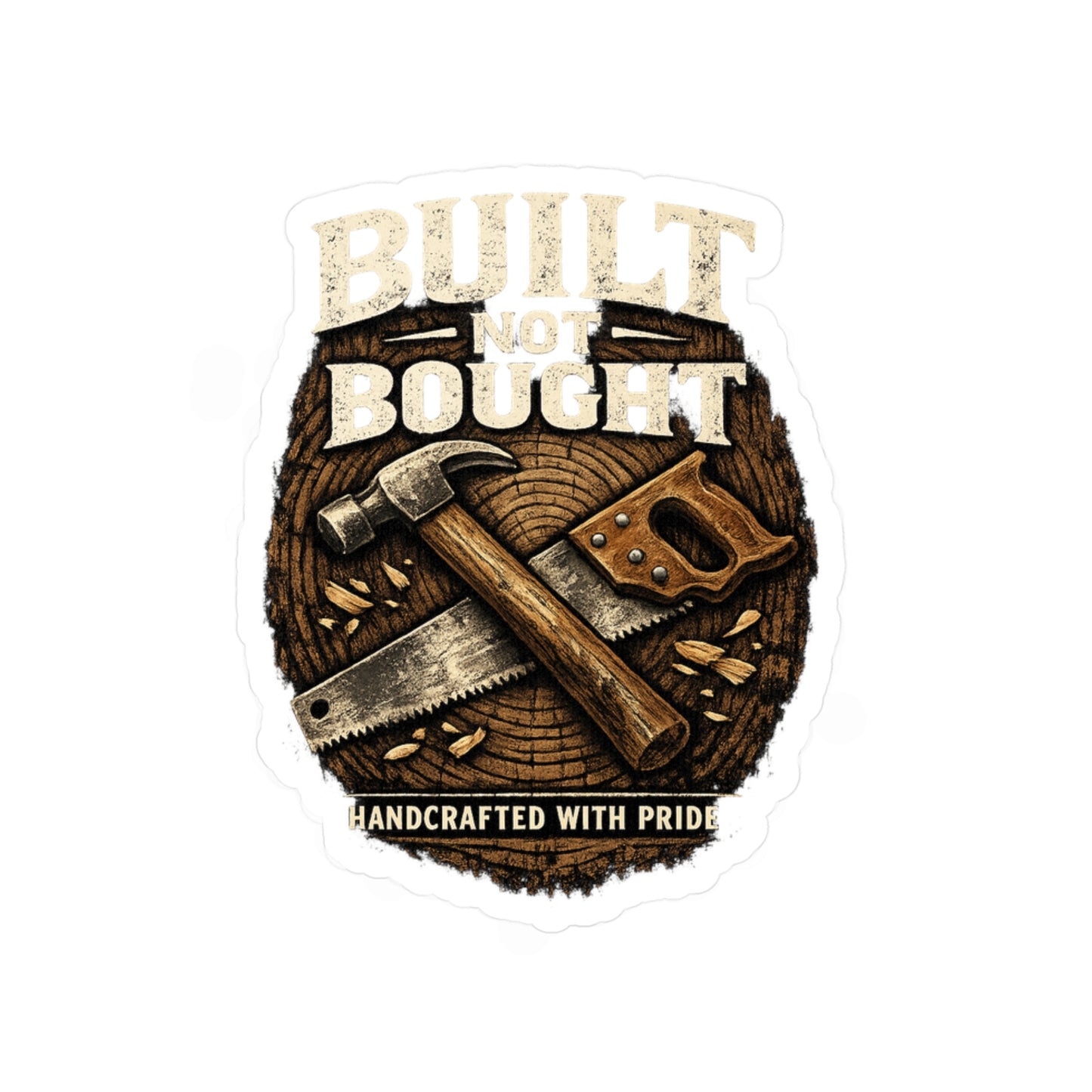 Carpenter Sticker Built Not Bought Woodworker Woodworking Vinyl Decals Waterproof for Laptop Water Bottle