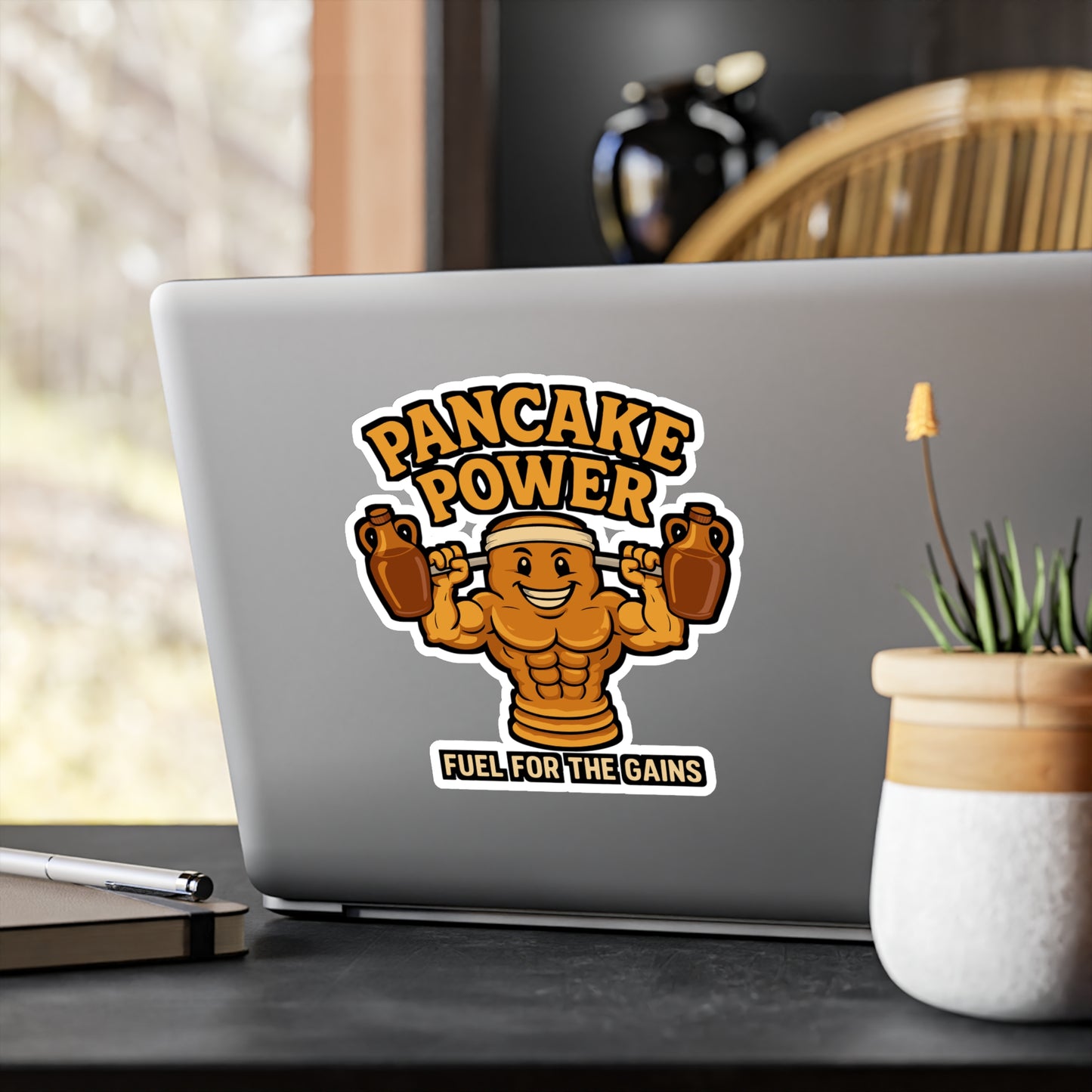 Pancake Power - Bodybuilding Sticker for Gym and Water Bottle - Fitness Motivation for Athletes - Gift Idea for Workout Lovers