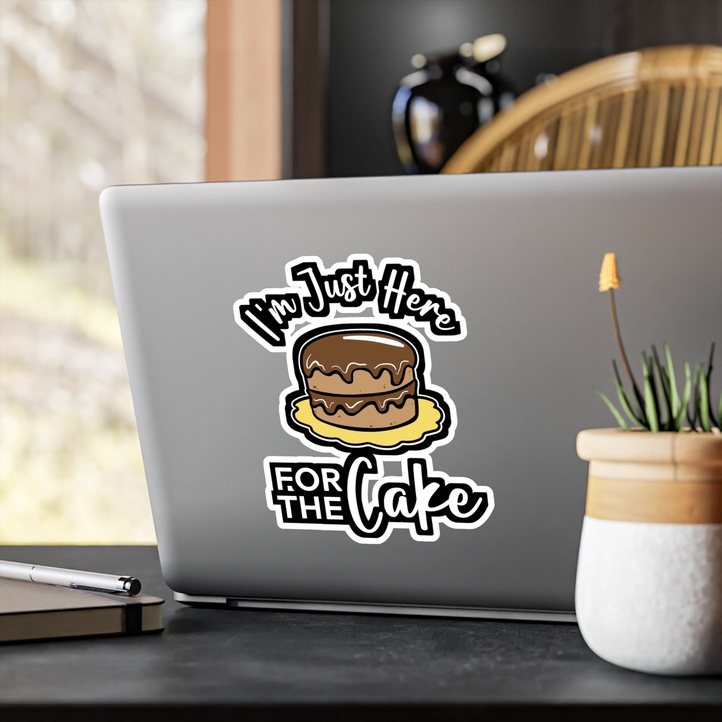 I'm Just Here For The Cake - Baking Sticker for Laptop Sticker. Water Bottle Sticker, Vinyl Whisk Decal - Baking Gift