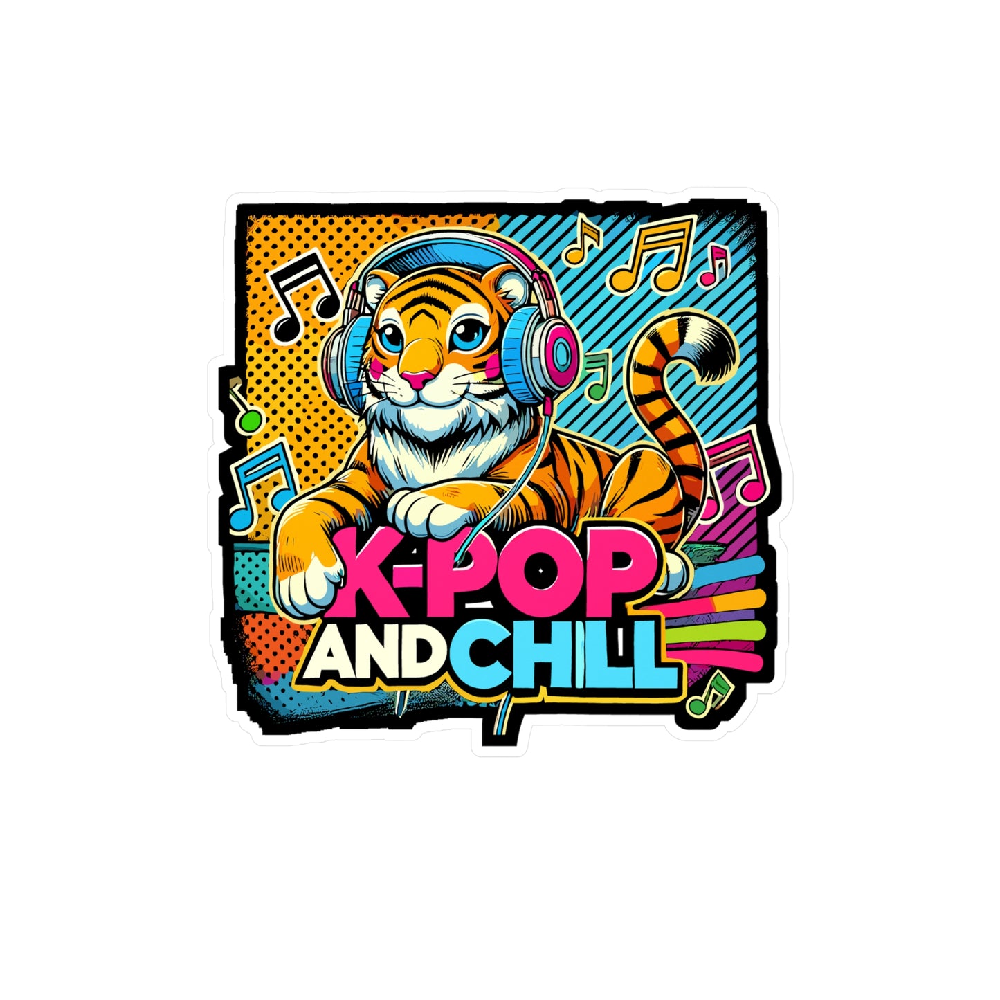 K-Pop And Chill - K-pop Sticker for Car Window Laptop Sticker. Water Bottle Sticker, Vinyl Music Decal, Tiger Sticker - K-pop Gift