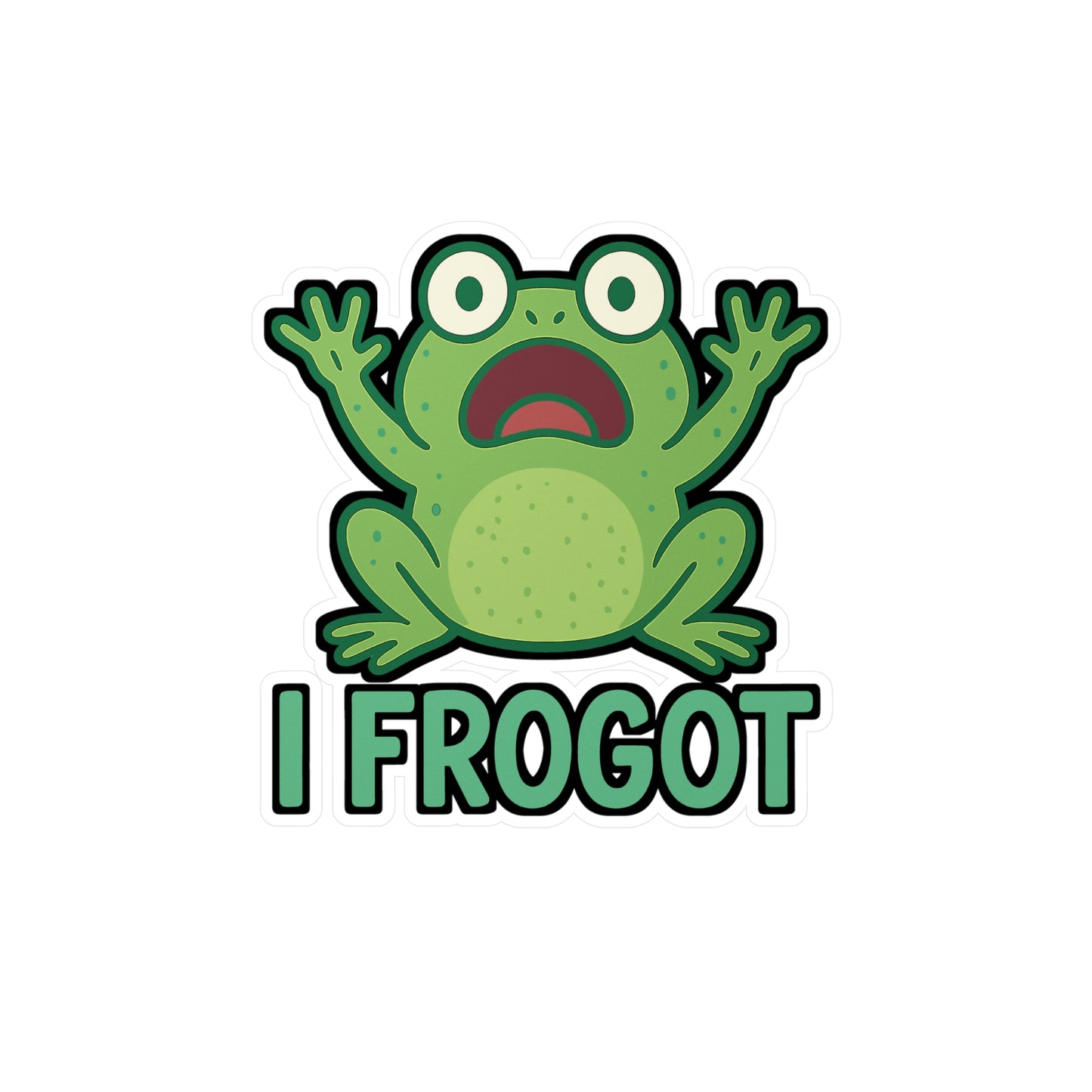 Frog Sticker – Cute "I Frogot" Meme Decal, Kawaii Cartoon Vinyl, Waterproof for Laptop, Water Bottle Decor