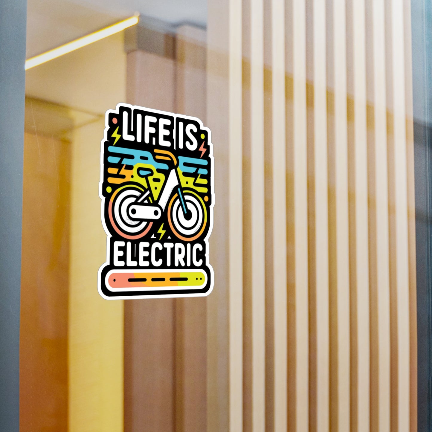 Life Is Electric  - E-bike Sticker for Laptop Sticker. Water Bottle Sticker, Vinyl Electric-bike Decal - E-bike Gift