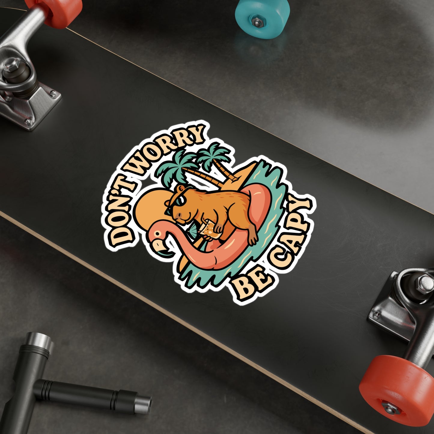 Don't Worry Be Capy – Capybara Vinyl Sticker for Laptop, Car Window & Water Bottle | Cute Rodent Decal & Funny Capybara Gift