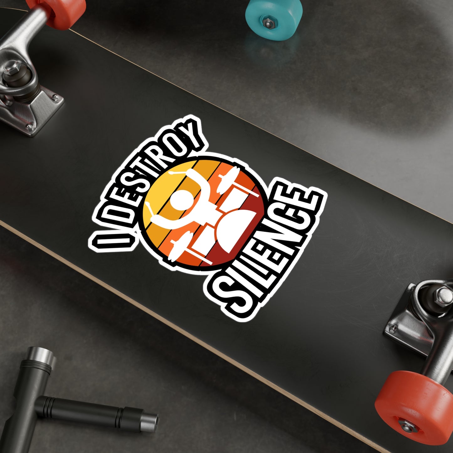 I destroy silence - Drums Sticker for Wall, Laptop, Window, Truck, Car Drums Gift Vinyl Drummer Decal Sticker