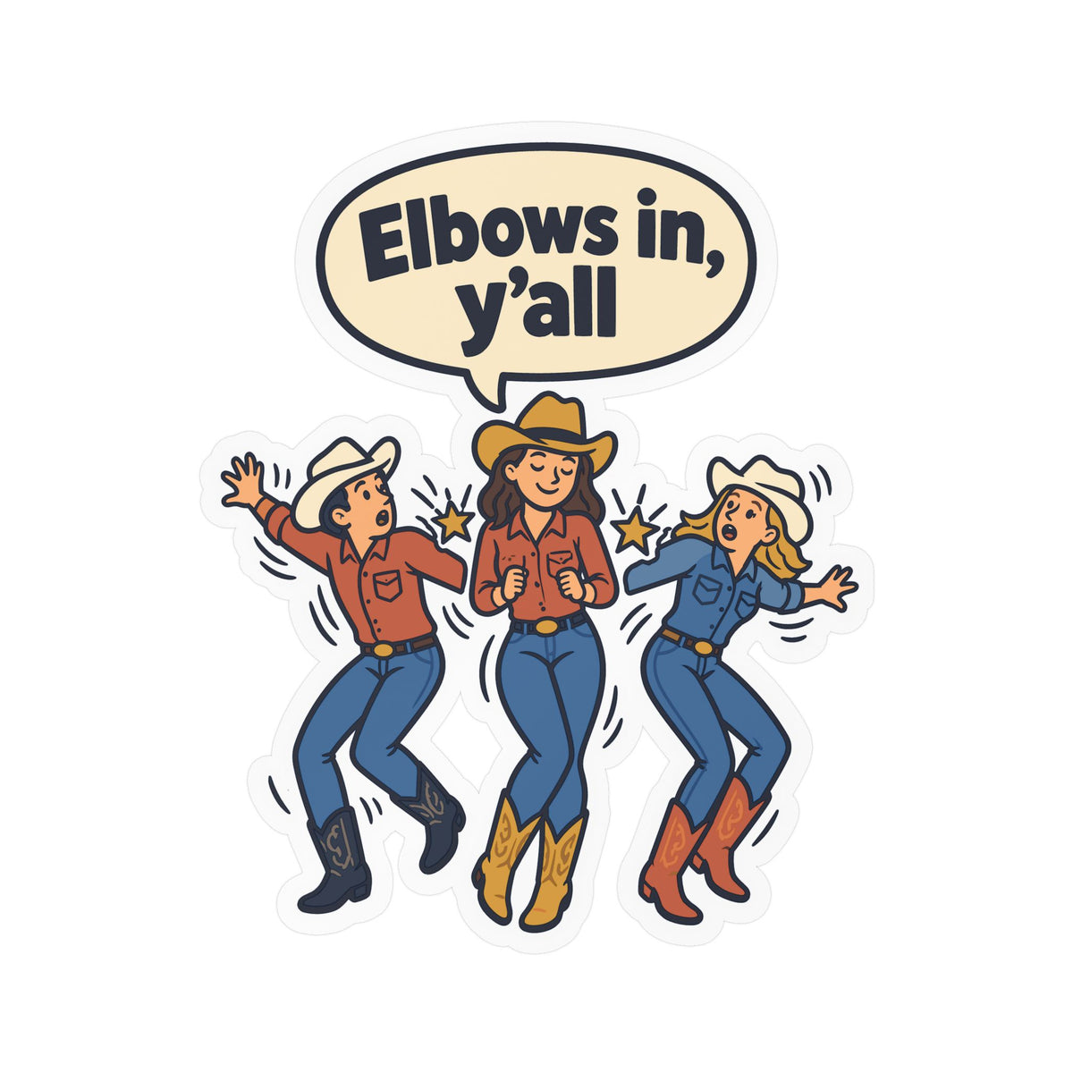 Line Dance Sticker - Elbows in, y’all - Western Country Life Design for Dancers, Laptop and Water Bottle Decals