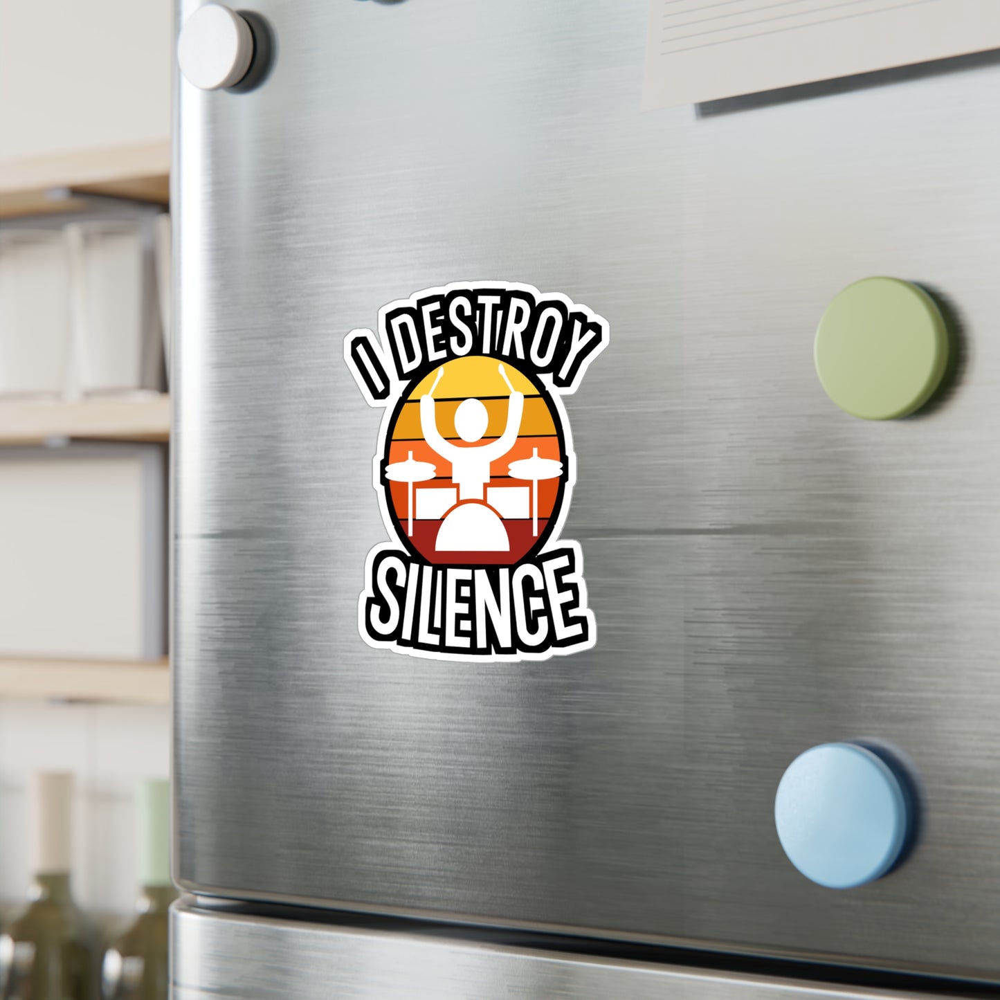 I destroy silence - Drums Sticker for Wall, Laptop, Window, Truck, Car Drums Gift Vinyl Drummer Decal Sticker