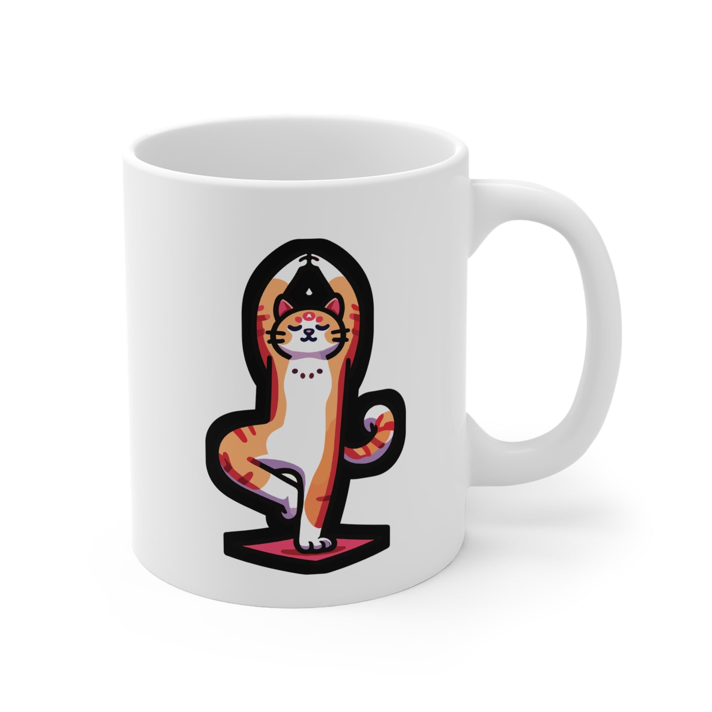 Yoga Namaste Cat - Yoga Mug for Coffee 11oz. Yoga Cup, White ceramic, Philoslothical Mug, Funny Tea Cup - Yoga Gift