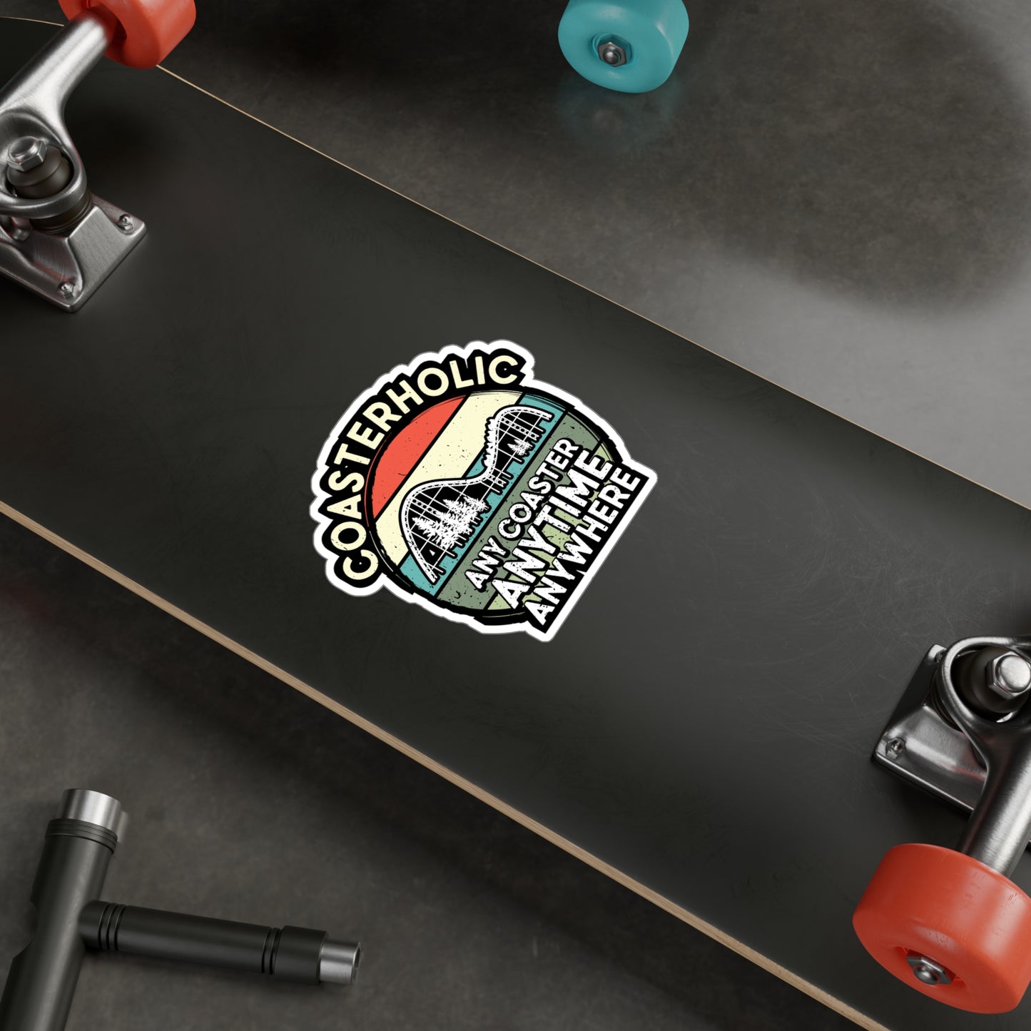 Rollercoaster Any Coaster Anytime Anywhere - Adventure Sticker for Laptop Sticker. Water Bottle Sticker, Vinyl Roller Decal - Adventure Gift