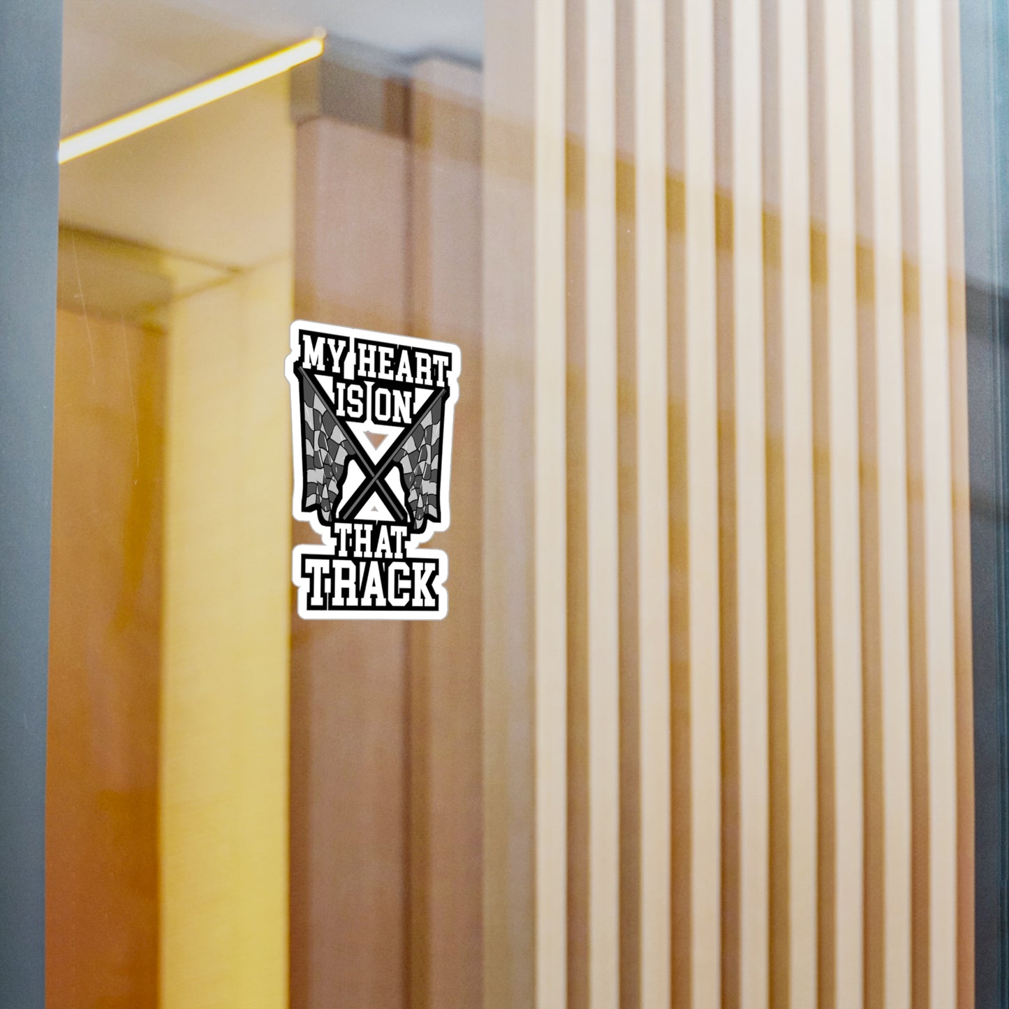 My Heart Is On That Track - Cone Sticker for Laptop Sticker. Water Bottle Sticker, Vinyl Car-racing Decal - Cone Gift