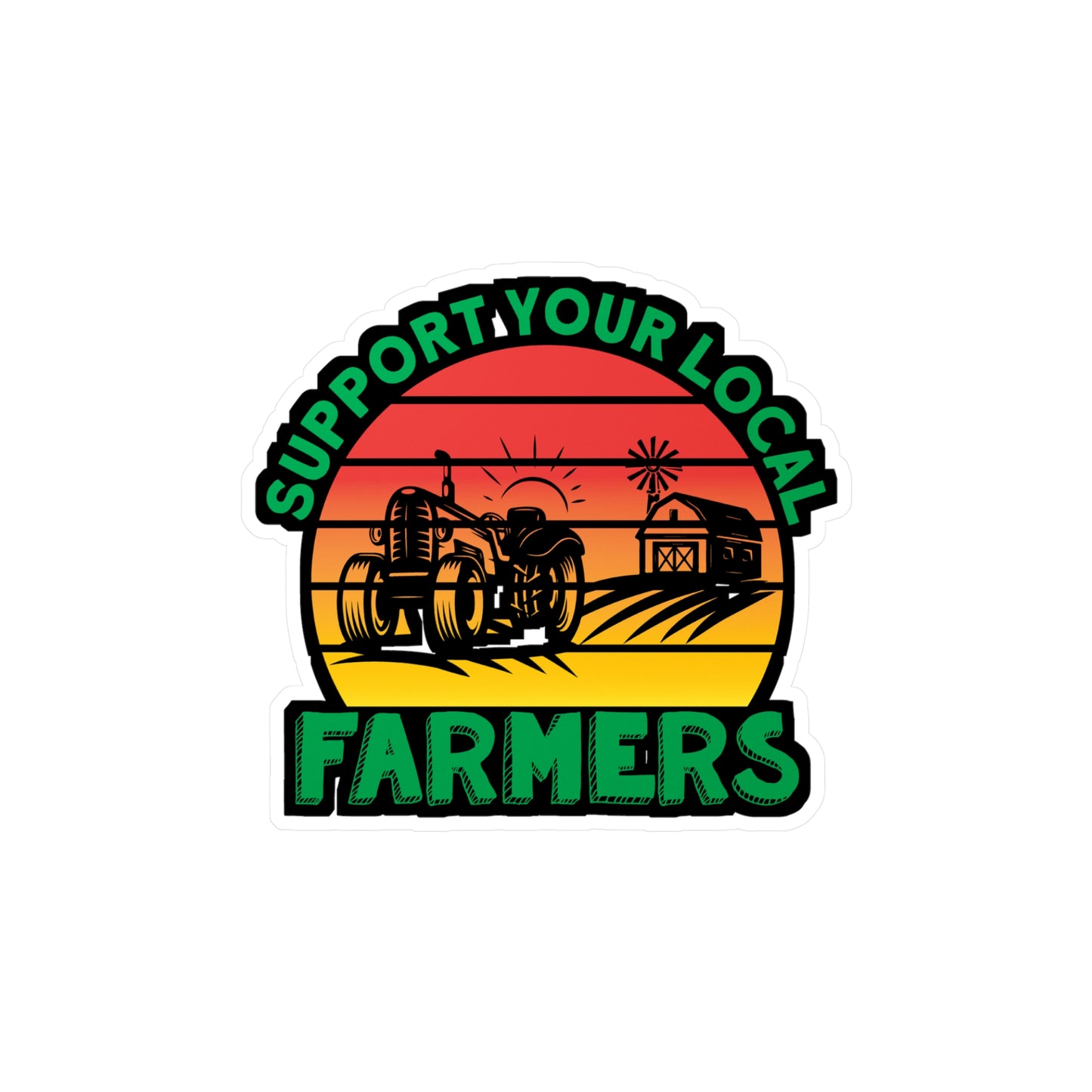 Support Your Farmers - Farmer Sticker for Car Window Laptop Sticker. Water Bottle Sticker, Vinyl Farm Decal, Farming Sticker - Farmer Gift