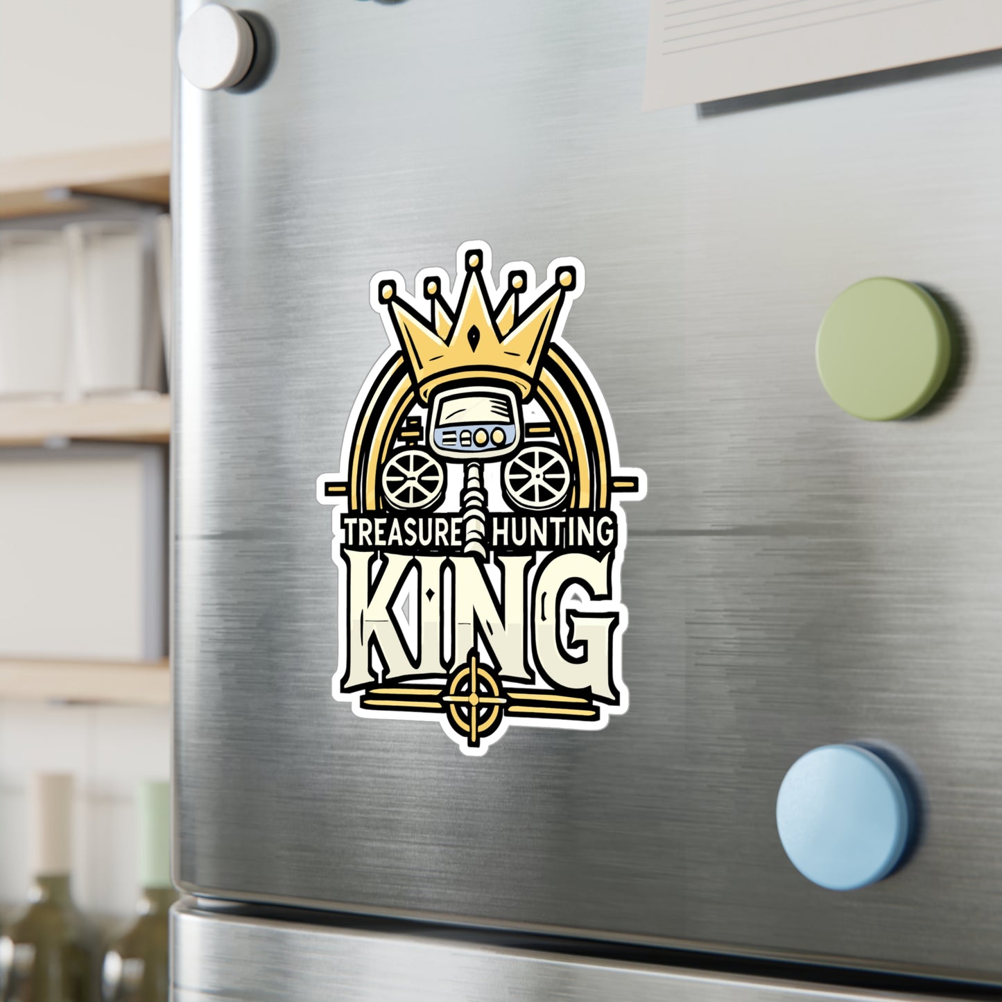 Treasure Hunting King – Metal Detector Sticker for Laptop & Water Bottle | Vinyl Geocaching Decal | Metal Detectorist Gift