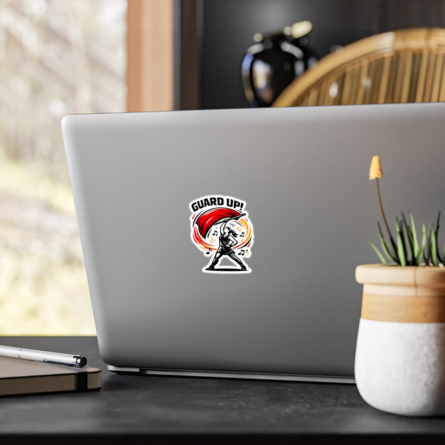 Marching Band Sticker "Guard Up!" Waterproof Vinyl Decals for Laptop Water Bottle, Gift for Drummer or Band Director, Mellophone Players