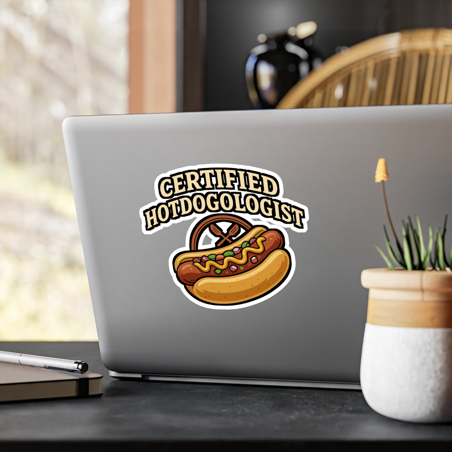 Certified Hotdogologist - Hotdog Sticker for Laptop, Water Bottle - Funny Gift for Food Lovers, Hot Dog Fans, Friends