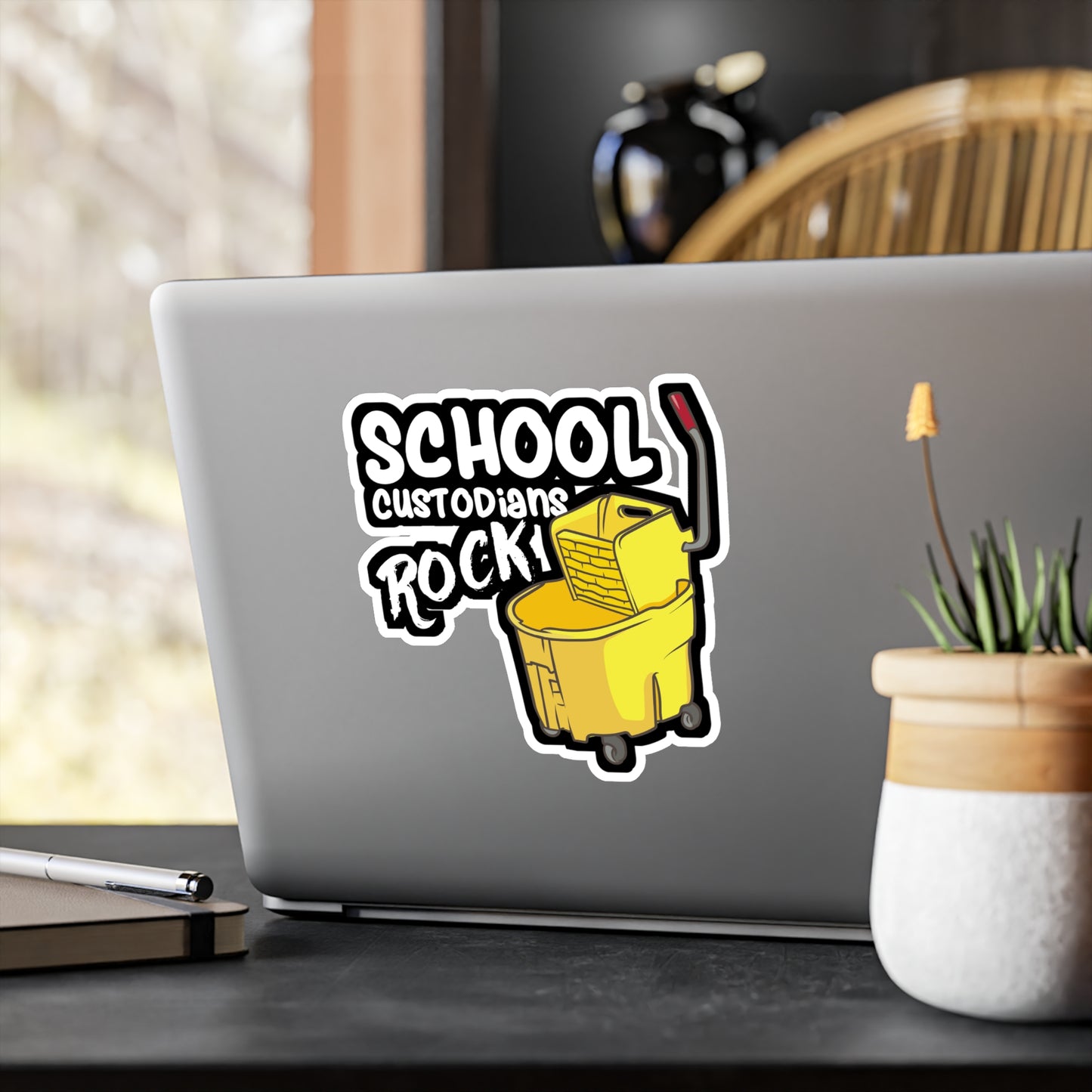 School Custodians Rock Janitor | Custodian Sticker | Housekeeping Decals | Housekeeper Laptop Sticker | Custodian Gift | Housekeeping Gift