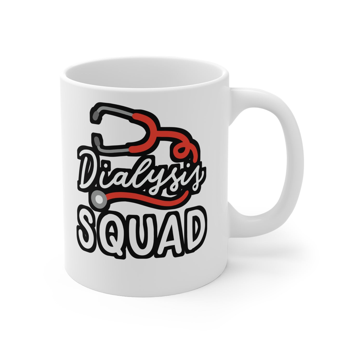 Dialysis Squad - Dialysis Mug for Coffee 11oz. Dialysis Cup, White ceramic, Kidney Mug, Stone Tea Cup - Dialysis Gift