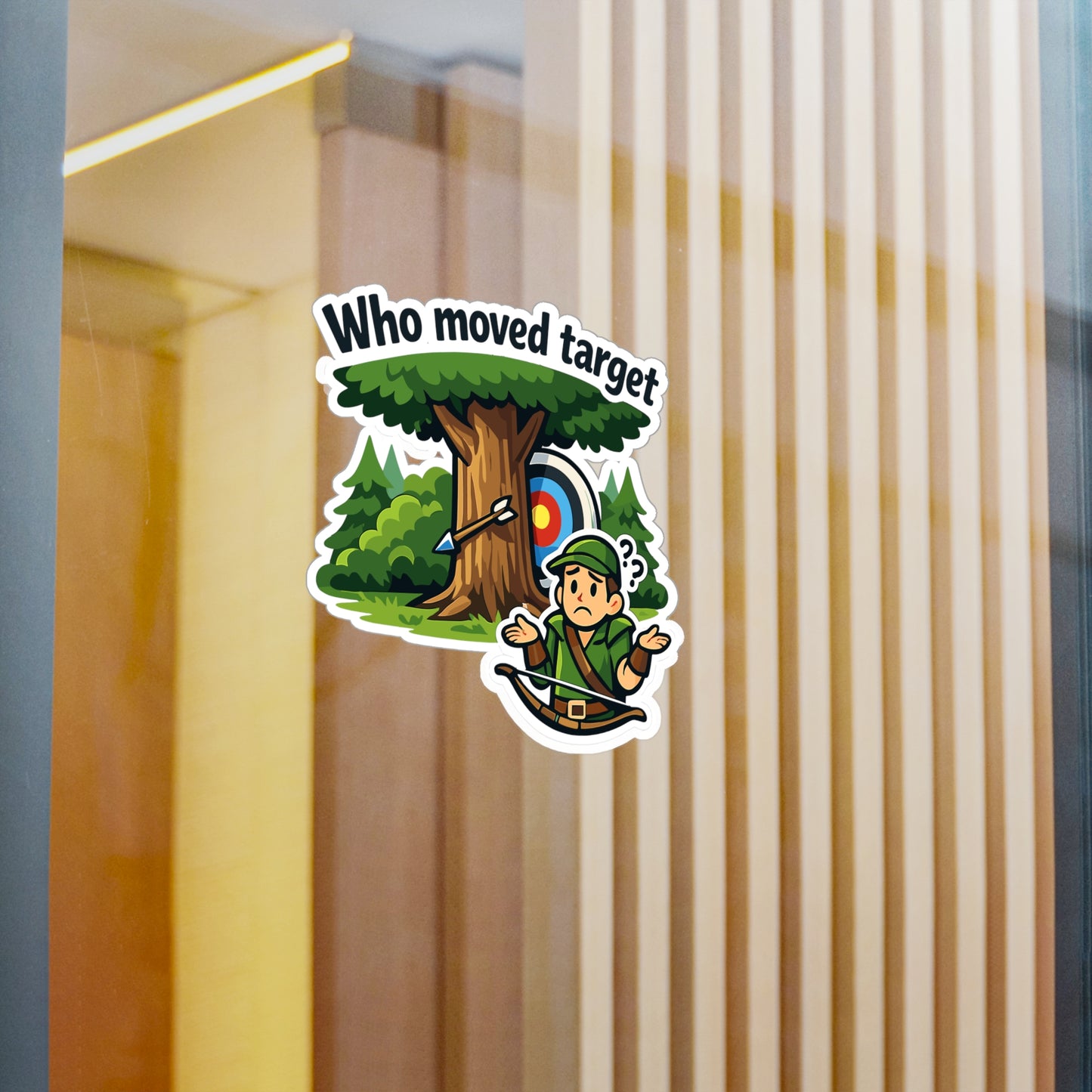 Archery Sticker Who Moved Target Funny Archer Hunting Shoot Vinyl Waterproof Decals for Laptop Water Bottle