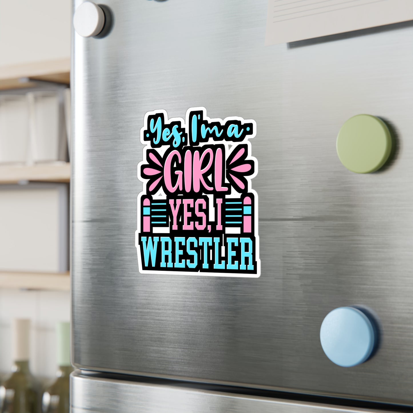 Yes I'm A Girl Yes I Wrestle | Wrestling Sticker | Half-nelson Decals | Pin Laptop Sticker | Wrestling Gift | Half-nelson Gift