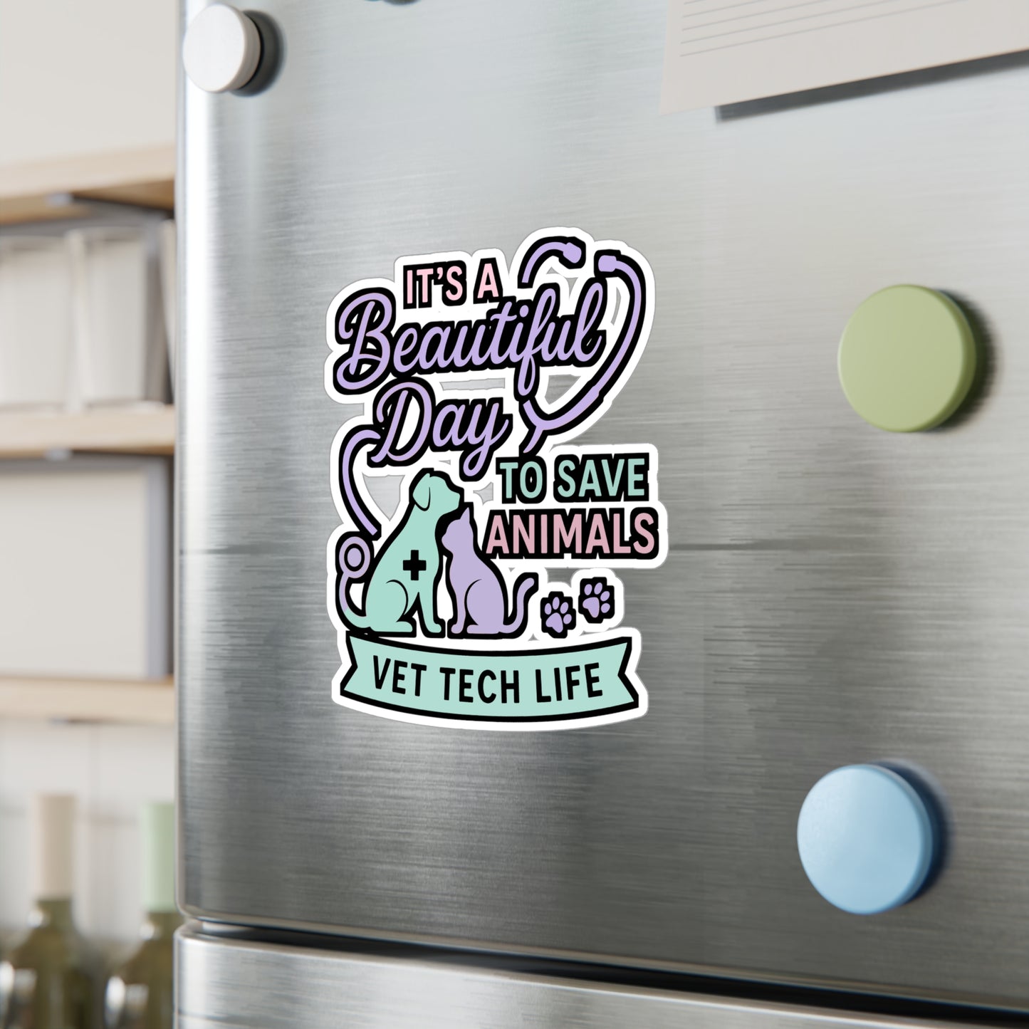 It’s a Beautiful Day to Save Animals – Vet Tech Sticker for Laptop or Water Bottle | Vinyl Veterinarian Decal, Animal Rescue Gift