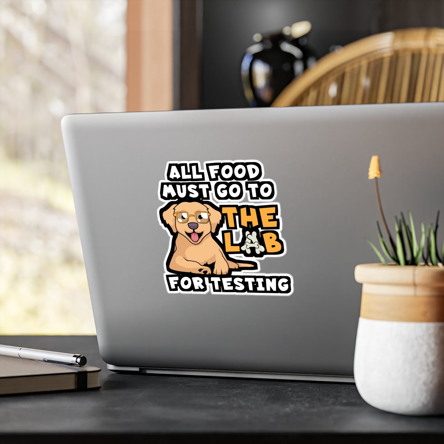 All Food Must Go To The Lab For Testing | Lab Sticker | Chocolate-labrador Decals | Lab Gift