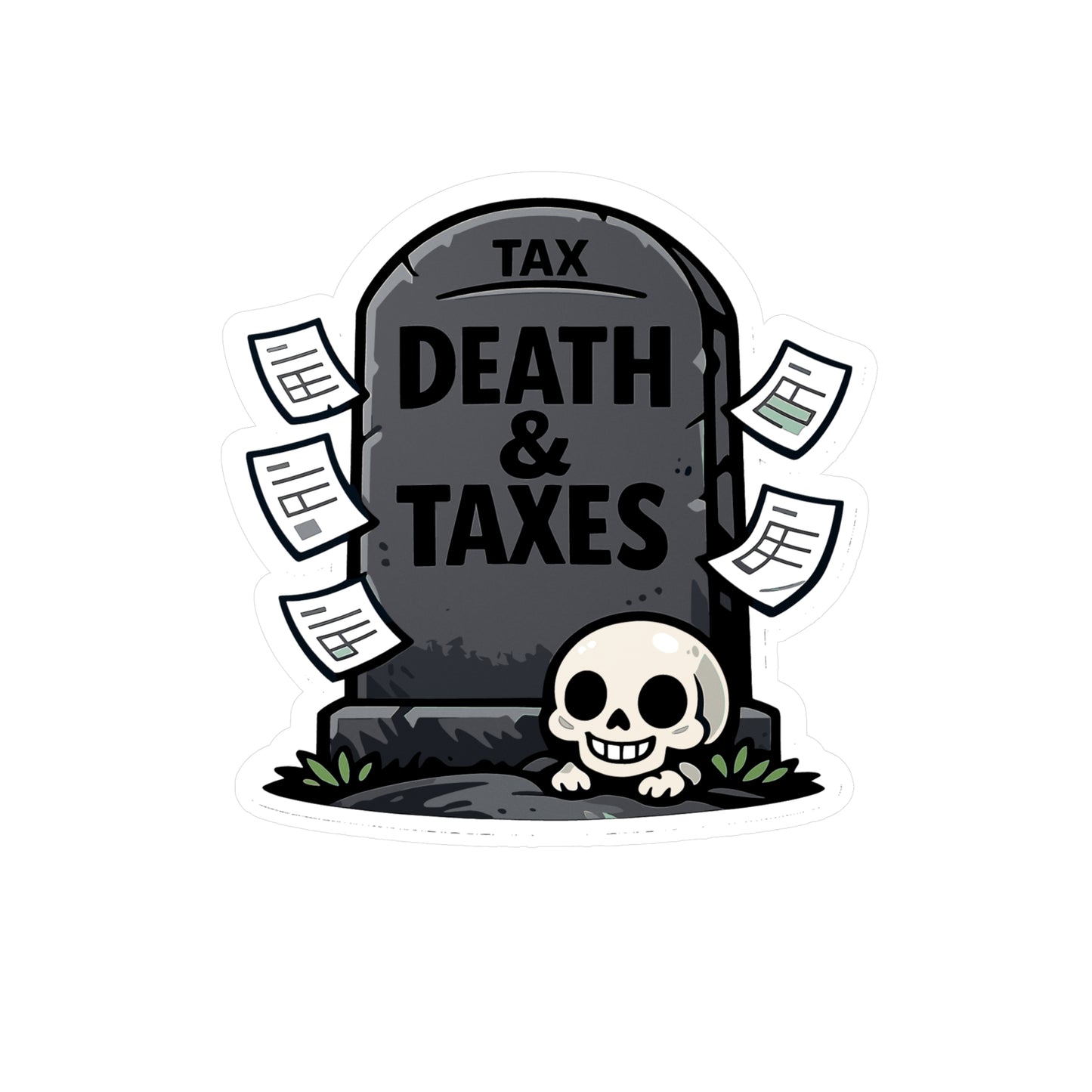 Accountant Sticker Death & Taxes Funny Balance Spreadsheet Amortization Vinyl Waterproof sticker decals for Laptop Water Bottle