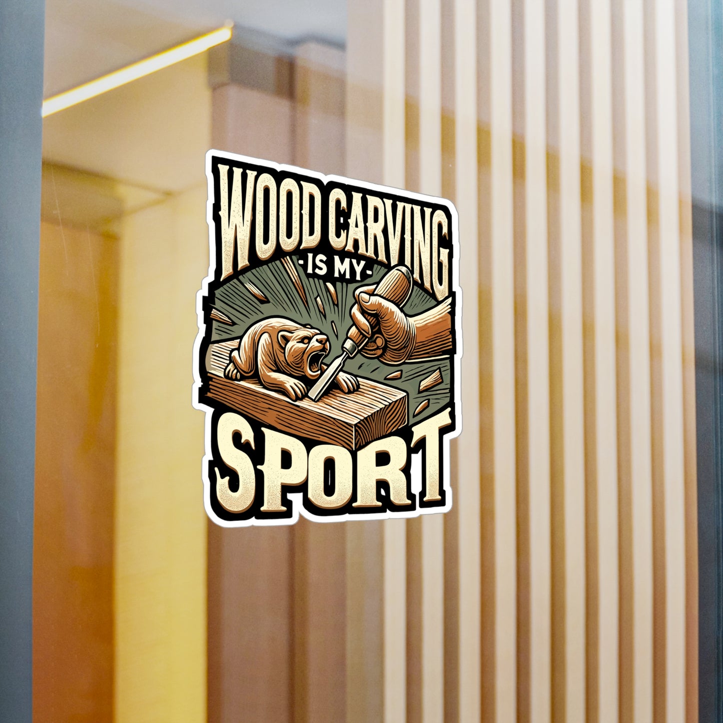 Wood Carving Is My Sport - Wood carving Sticker for Laptop Sticker. Water Bottle Sticker, Vinyl Woodworking Decal - Wood carving Gift