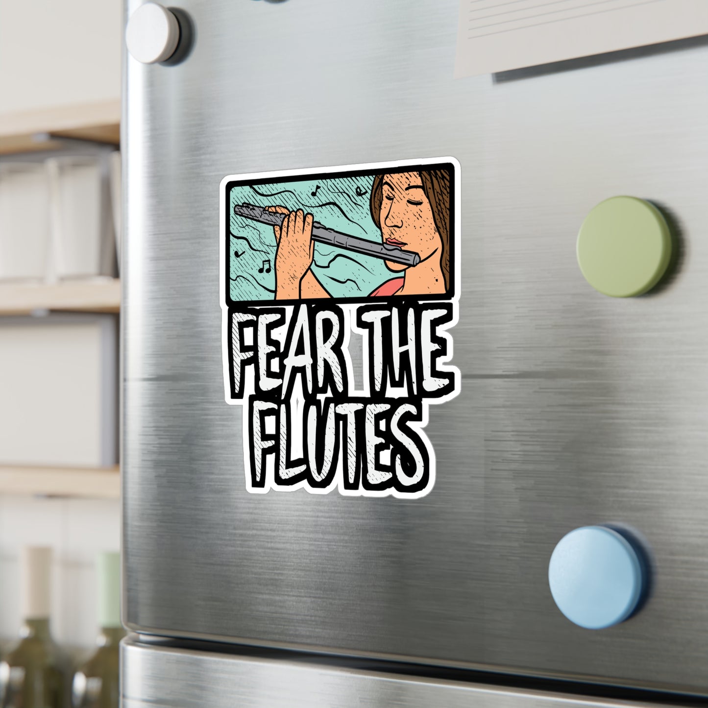 Fear The Flutes - Flute Sticker for Car Window Laptop Sticker. Water Bottle Sticker, Vinyl Treble Decal, Marching band Sticker - Flute Gift