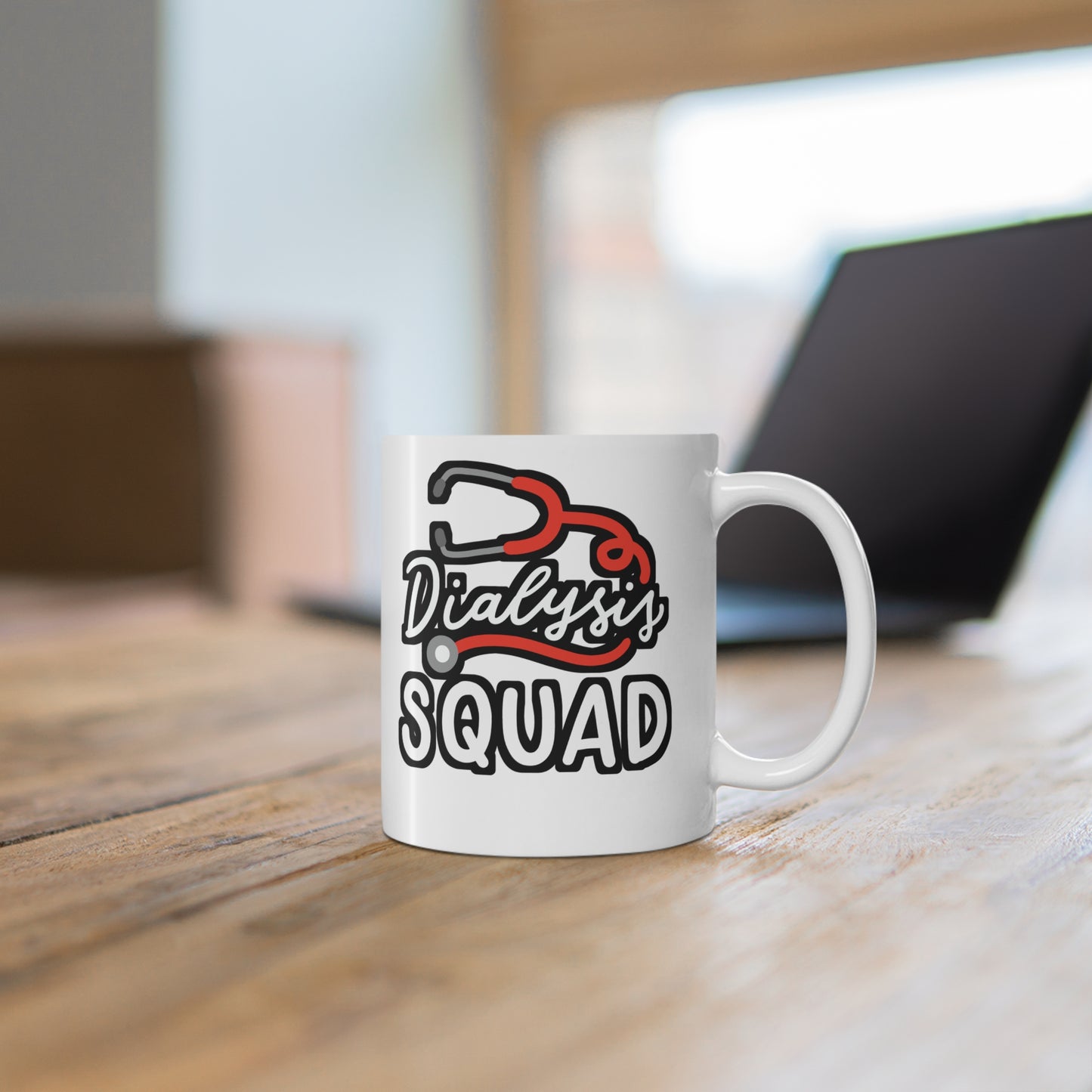 Dialysis Squad - Dialysis Mug for Coffee 11oz. Dialysis Cup, White ceramic, Kidney Mug, Stone Tea Cup - Dialysis Gift