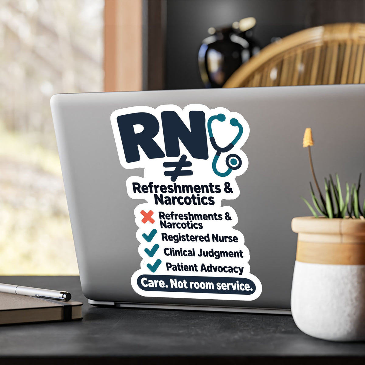Nurse Sticker – RN ≠ Refreshments & Narcotics Funny Nursing Student Vinyl Decals for Laptop, Water Bottle