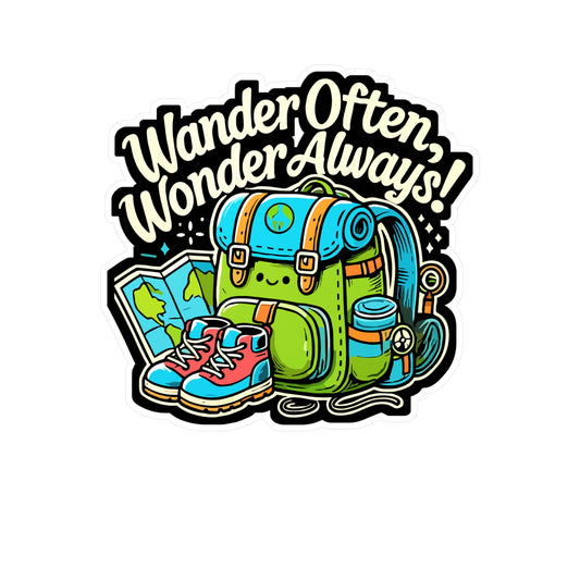 Wander Often Wonder Always - Adventure Sticker for Laptop Sticker. Water Bottle Sticker, Vinyl Hiking Decal - Adventure Gift